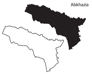 Simple Abkhazia map silhouette vector. Clean black outline of Caucasus region territory, perfect for infographics, prints, and design projects