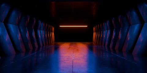 Futuristic Alien Spaceship Cyber Empty Concrete Cement Asphalt Bunker Underground Shelter Showroom Studio Dark Grunge 3D Rendering © IM_VISUALS