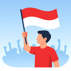 Indonesian Supporter Holding National Flag