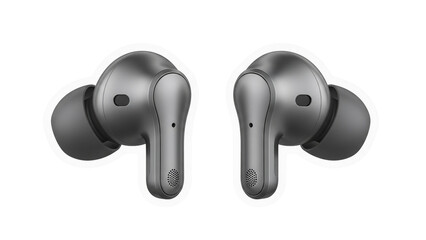 Realistic 3D Wireless Earbuds Isolated on Transparent Background