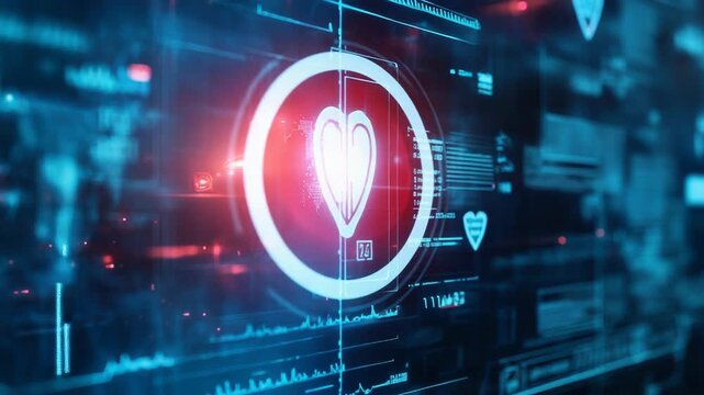 Innovative medical technology monitoring heart health on futuristic interface