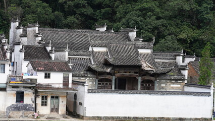 The old architectures view with the traditional Chinese style in the countryside of the China
