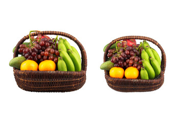 Fruit Basket on White Background