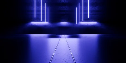Futuristic Alien Spaceship Cyber Empty Concrete Cement Asphalt Bunker Underground Shelter Showroom Studio Dark Grunge 3D Rendering © IM_VISUALS