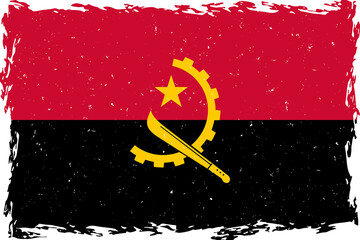 Flag of angola brush stroke grunge texture