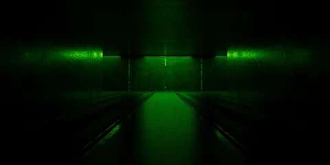 Futuristic Alien Spaceship Cyber Empty Concrete Cement Asphalt Bunker Underground Shelter Showroom Studio Dark Grunge 3D Rendering © IM_VISUALS