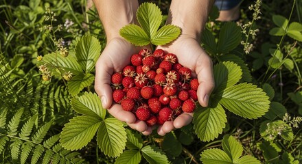 hand picking strawberries