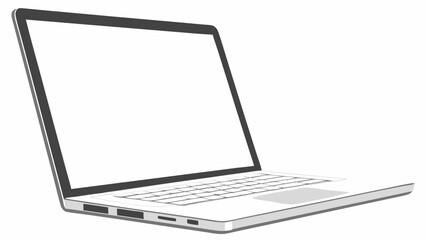 Laptop computer mockup blank screen technology isolated white background digital device modern notebook portable pc electronic gadget internet wireless office work study home communication design tem.