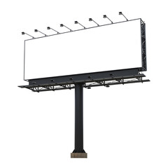 Obraz premium A large, blank billboard with a clean white background and bold black lettering isolated on white or transparent background.PNG format.