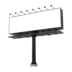 Obraz premium A large, blank billboard with a clean white background and bold black lettering isolated on white or transparent background.PNG format.