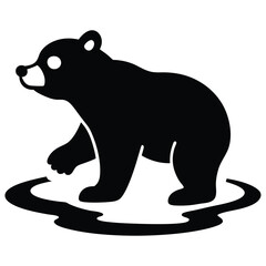 Photorealistic brown bear cub peeking from behind a mossy log, shallow depth of field, soft bokeh forest background.