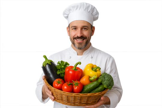 chef holding vegetables