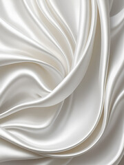 Obraz premium Silken waves of pearly white satin cascade in a smooth, flowing texture. Luminous Weft. Illustration