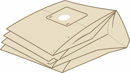 Stack of Vacuum Cleaner Dust Bags Beige Paper Filter Bags Appliance Accessory Illustration.