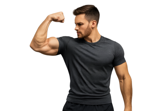 young man showing his biceps