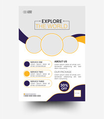 A bundle of A4 Travel flyer template, Travel poster or flyer pamphlet brochure design layout space for photo background. Modern poster travel flyer design template bundle.