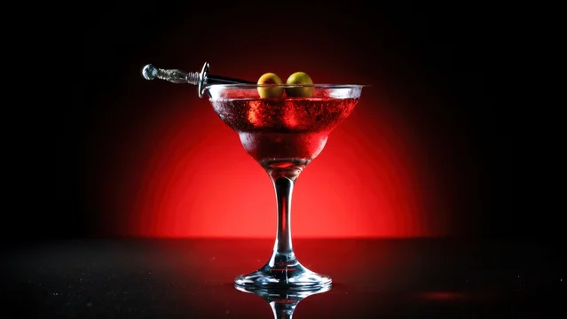 Halloween Themed Red Drink in Chilled Glass with Backlight