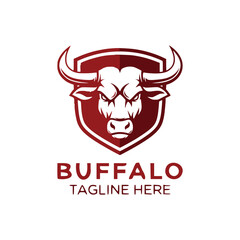 Buffalo animal logo design. vector illustration