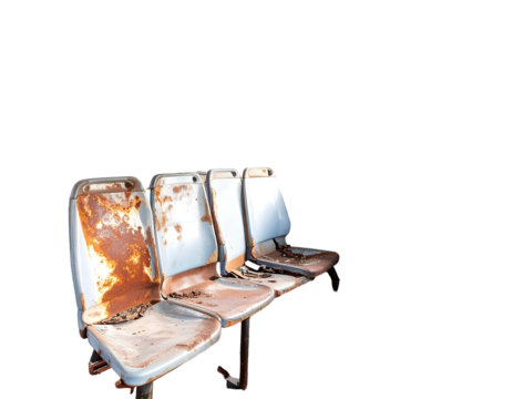 Rusty Metal Seats on Transparent Background