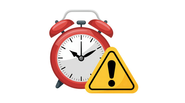 Urgent warning alert displayed on a vintage red alarm clock signifying critical time sensitive notifications and immediate action required for important deadlines and reminders