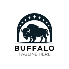 Buffalo animal logo design. vector illustration