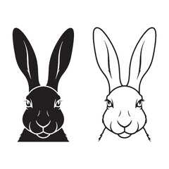 Balanced Hare Silhouette & Hare Lineart – Hare Vector Art with Even Line Distribution – Black Vector of Hare – Vector Set of Hare