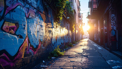 Fototapeta premium A vintage street wall with graffiti abstract background