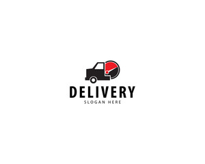 Fast delivery logo with stopwatch and car icon. Express delivery tag, sticker, label. Product delivery headline logo.  Express and urgent delivery services. Editable text Vector illustration.