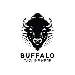 Buffalo animal logo design. vector illustration