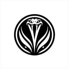 Stylized black and white cobra head emblem