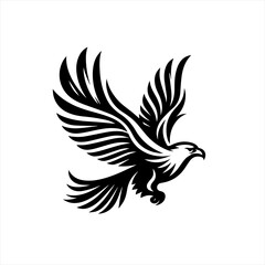 Fototapeta premium Stylized black eagle in flight emblem