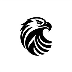 Stylized black and white eagle head logo design