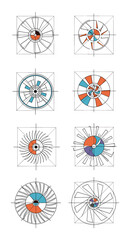 Exploration of radial design elements and geometric pattern variations in circular compositions