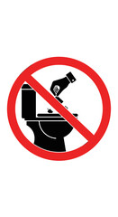 Important signage advising against flushing items down the toilet for proper sanitation