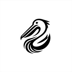 Stylized black pelican logo on a white background