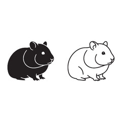 Defined Hamster Silhouette & Hamster Lineart – Hamster Vector Image Depicting Clear Small Mammal Shape – Black Vector of Hamster – Vector Set of Hamster