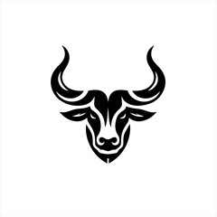 Stylized black bull head silhouette with curved horns