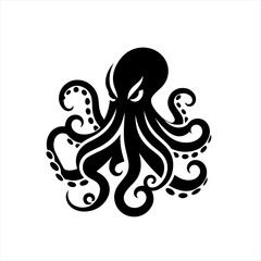 Stylized black octopus silhouette with tentacles