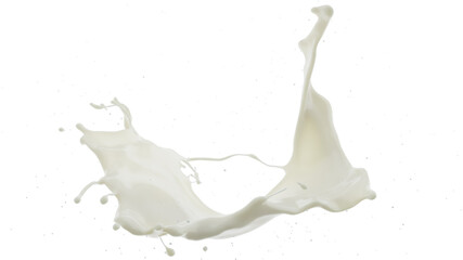 closeup milk splash isolated on white background. 3d rendering. PNG files.