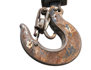 Rusty Metal Hook on Black Background