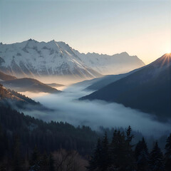 High Realism Mountain Sunburst