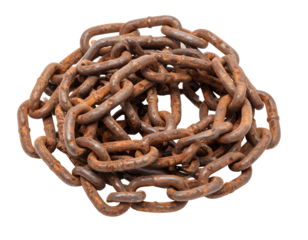 Rusty Metal Chains Tangled Pile on Transparent Background