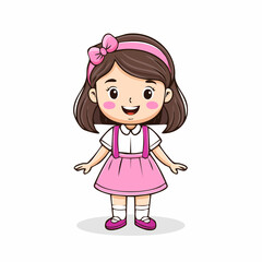 little girl in pink dress,girl happy smile vector