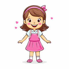 little girl in pink dress,girl happy smile 