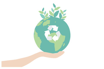 Green energy concept. Environmental protection, Save the planet. Sustainable growth strategy, reduce co2 emission climate impact, EGS green energy, vector illustration	
