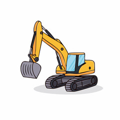 yellow excavator on white background