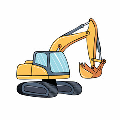excavator on white