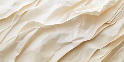 Obraz premium Beige crumpled paper background with texture and copy space for text