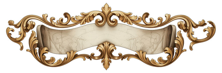 Elegant Baroque-Style Ornamental Banner with Gold Scrollwork