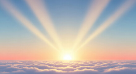 Fototapeta premium Sunrise Radiance Golden rays pierce through ethereal clouds, a heavenly glow